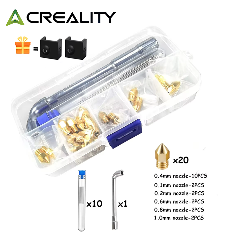 3D Printer Nozzle Brass - CREALITY 20 Stück MK8 Messingdüse 0,2/0,4/0,6/0,8/1,0