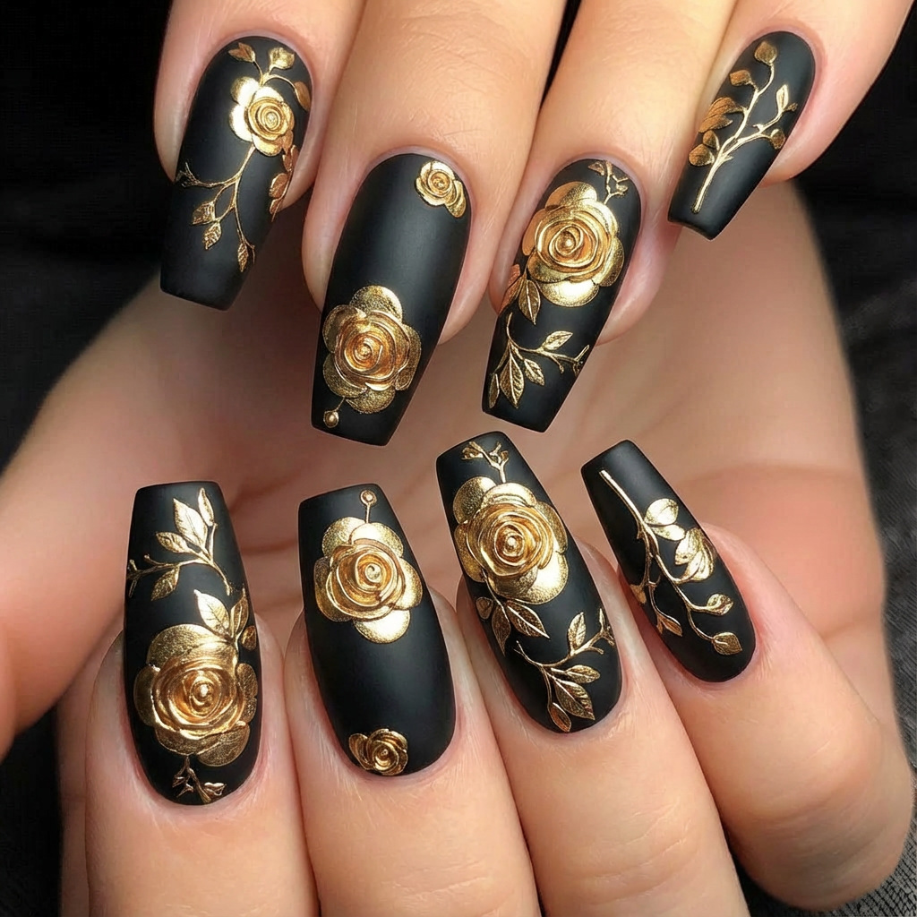 3D Printing Nails - 3D-Kunstnägel für Frauen und Mädchen, goldene