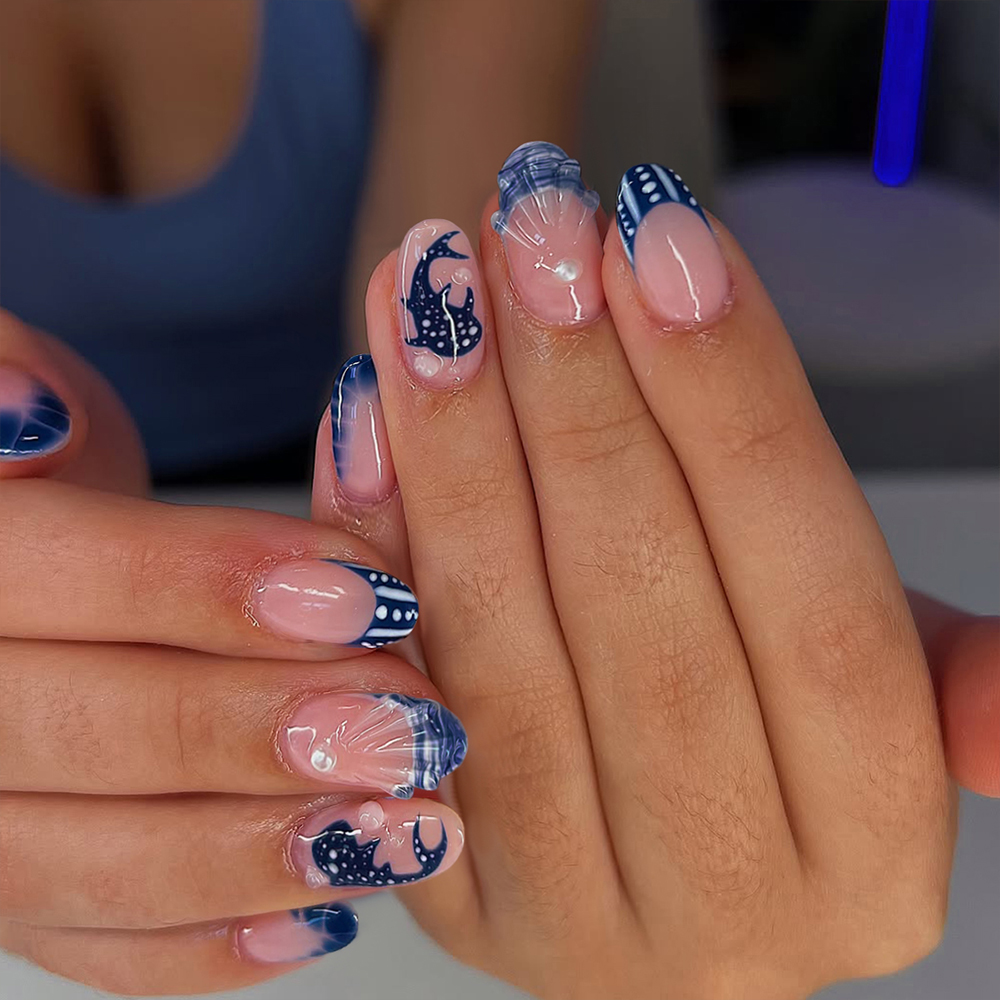 3D Printing Nails - 24 Stück 3D-Gelnägel in Mandelform mit