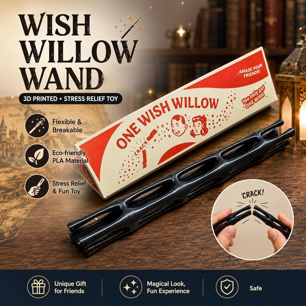 3D Printing Gif - 3D-Gedruckter 'One Wish' Weiden-Schlüsselanhänger, Zerbrechliches Glücksbringer