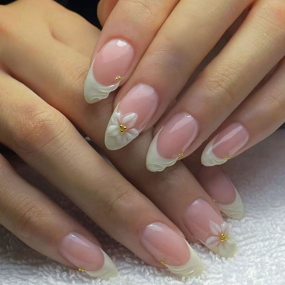 3D Printing Nails - 24 Stück 3D-Gelnägel in Mandelform mit