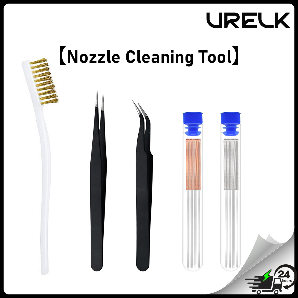 3D Printer Nozzle Brass - Düsenreinigungs-Nadelwerkzeug-Set 0,2-1,0mm Antistatische Pinzette Messingbürste Düsenreinigungswerkzeug