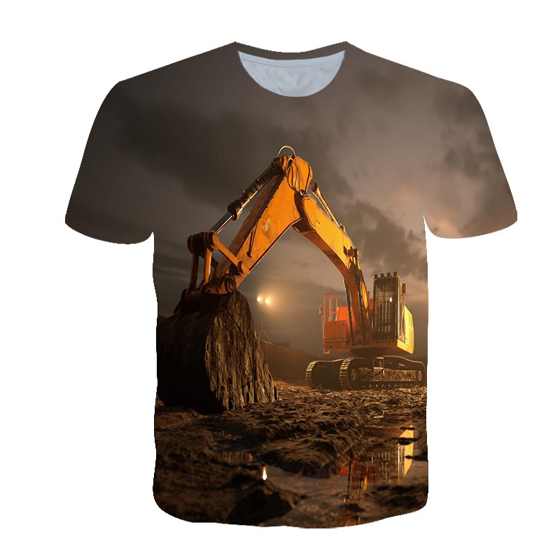 3D Printing Excavator - Sommer Personalisierte T-shirt männer Bagger 3D