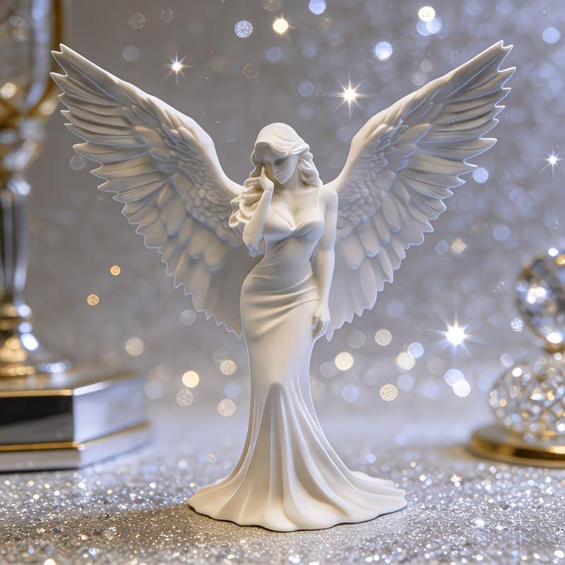 3D Printing Gold - Neue·3D-gedruckte betende Engel-Statue, Schutzengel-Figur, weißgoldene religiöse