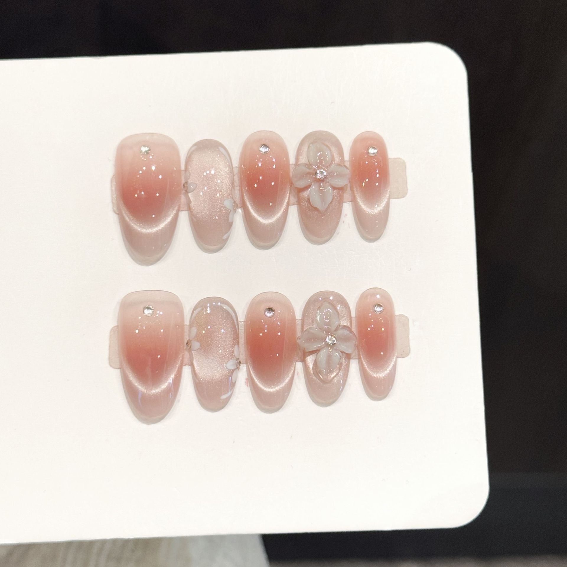3D Printing Nails - 10 Stück handgemachte Press-On-Nägel, eis-transparent, französischer