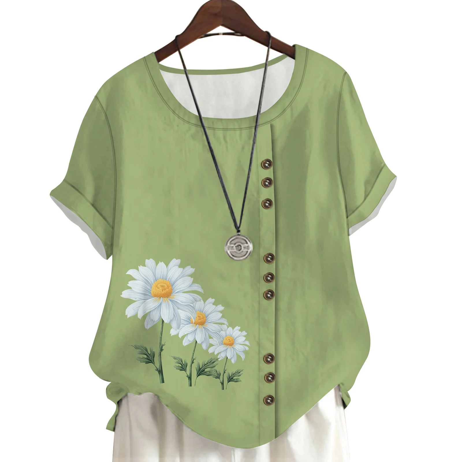 CLOOCL Daisy Floral Damen-T-Sh – 3D Printing Drawing Bewertung und Preis