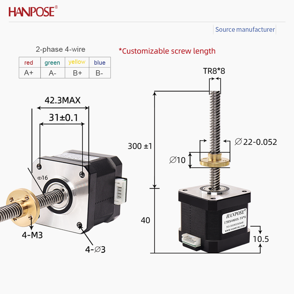 Zweiphasiger Vierdraht-NEMA17- – Lead Screw Stepper Bewertung und Preis