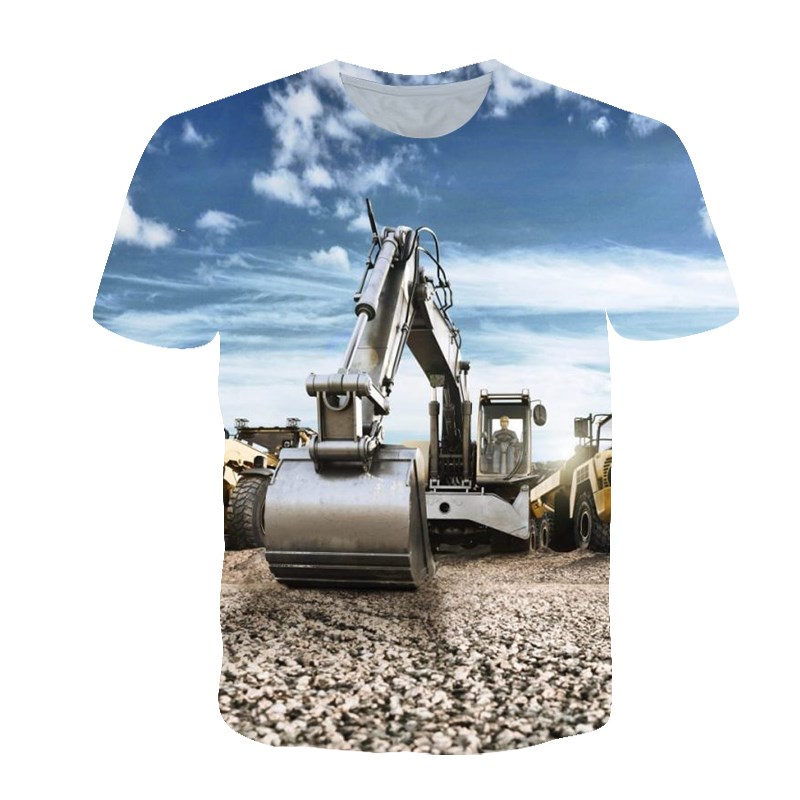 Sommer Personalisierte T-shirt – 3D Printing Excavator Bewertung und Preis